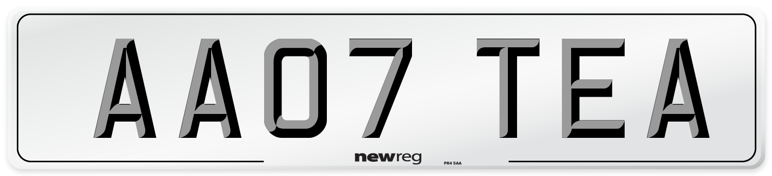 AA07 TEA Number Plate from New Reg